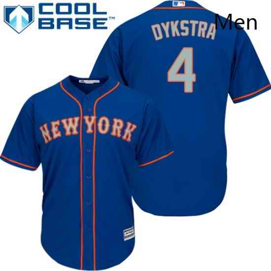 Mens Majestic New York Mets 4 Lenny Dykstra Replica Royal Blue Alternate Road Cool Base MLB Jersey